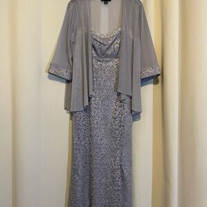 R&M Richards Gray Lace Dress with Jacket